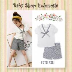 large Blouse Anak Import V Neck putih